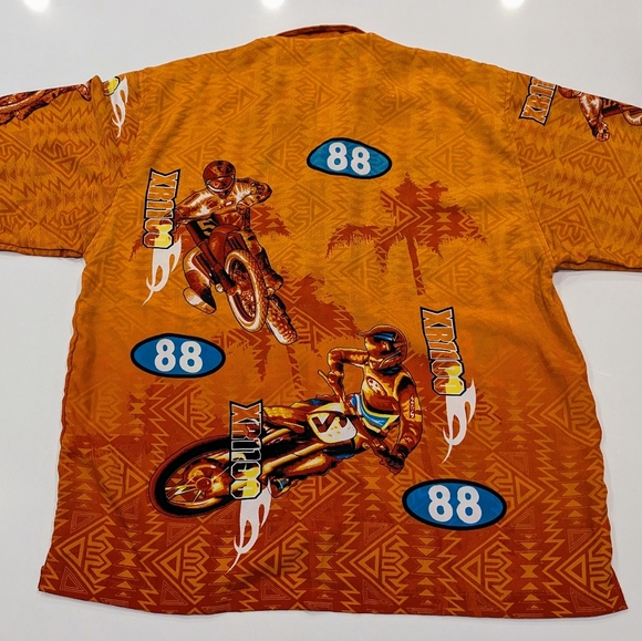 Y2K J/E/T Motocross Orange Button Shirt Size 2XL - Picture 2 of 5